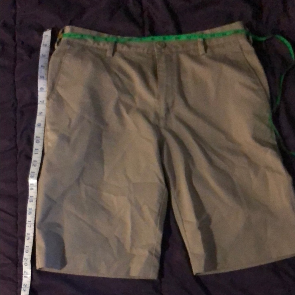 Adidas Men's Khaki Shorts with Green Trim